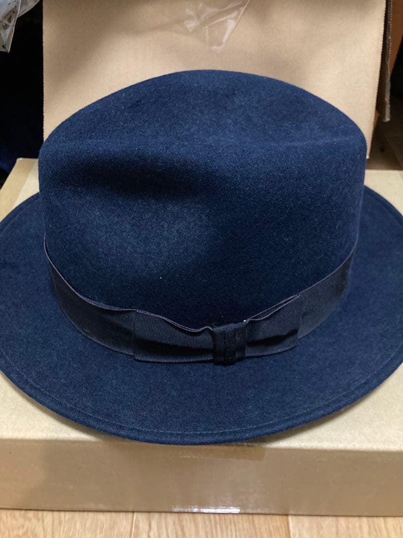 USA製 stetson ネイビー ウールハット リボン付き