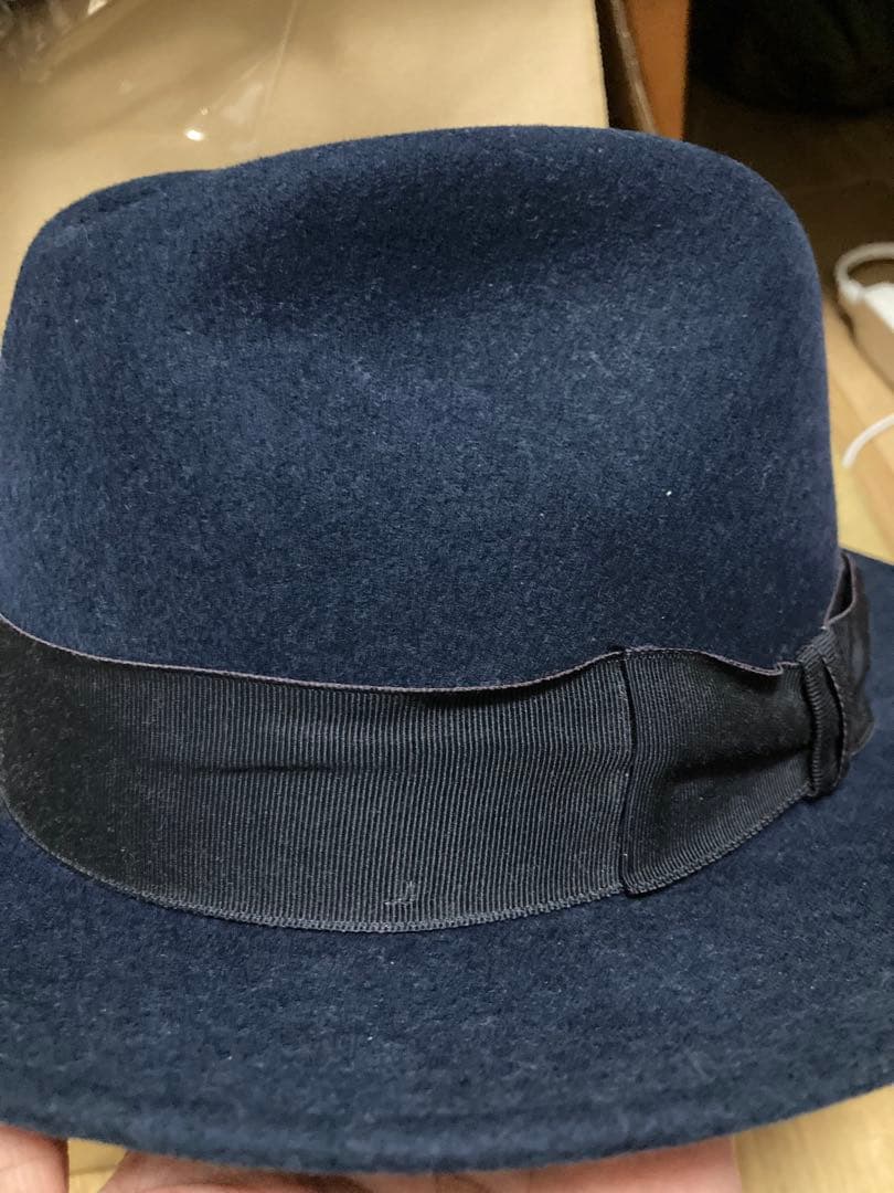 USA製 stetson ネイビー ウールハット リボン付き