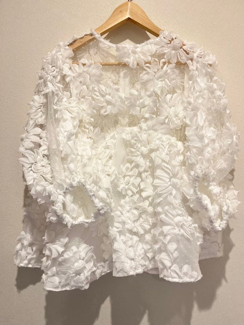 acka flower peplum blouse ホワイト