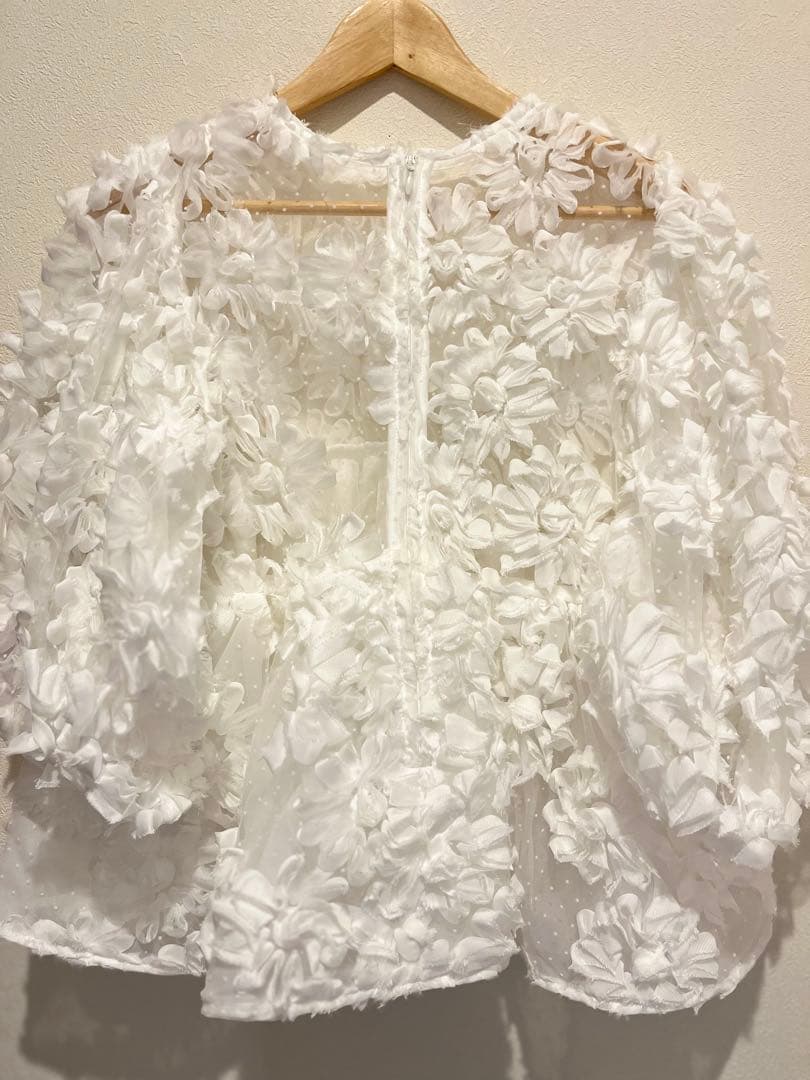 acka flower peplum blouse ホワイト