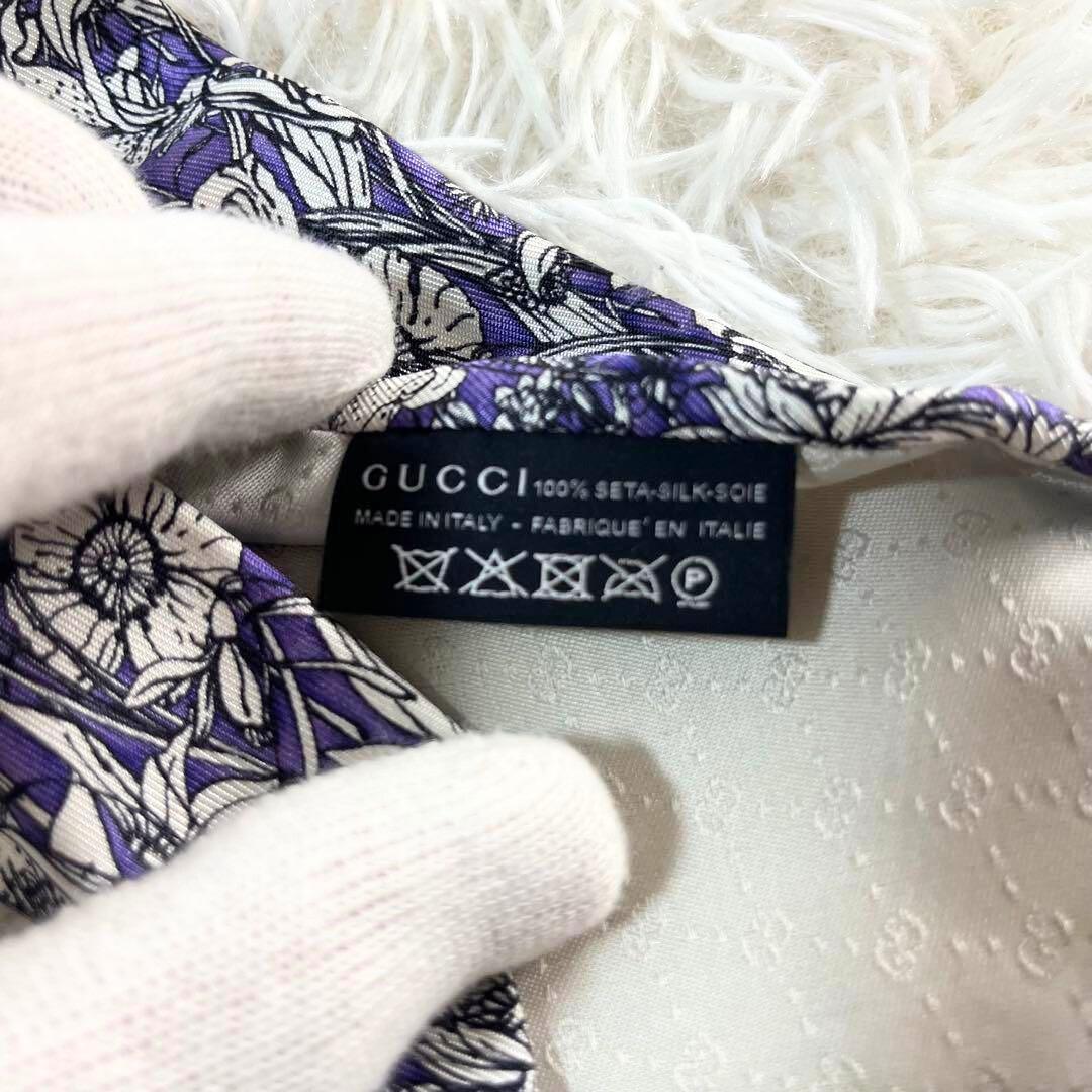 GUCCI グッチ ネクタイ シルク 花柄 総柄 刺繍 パープル ブルームス