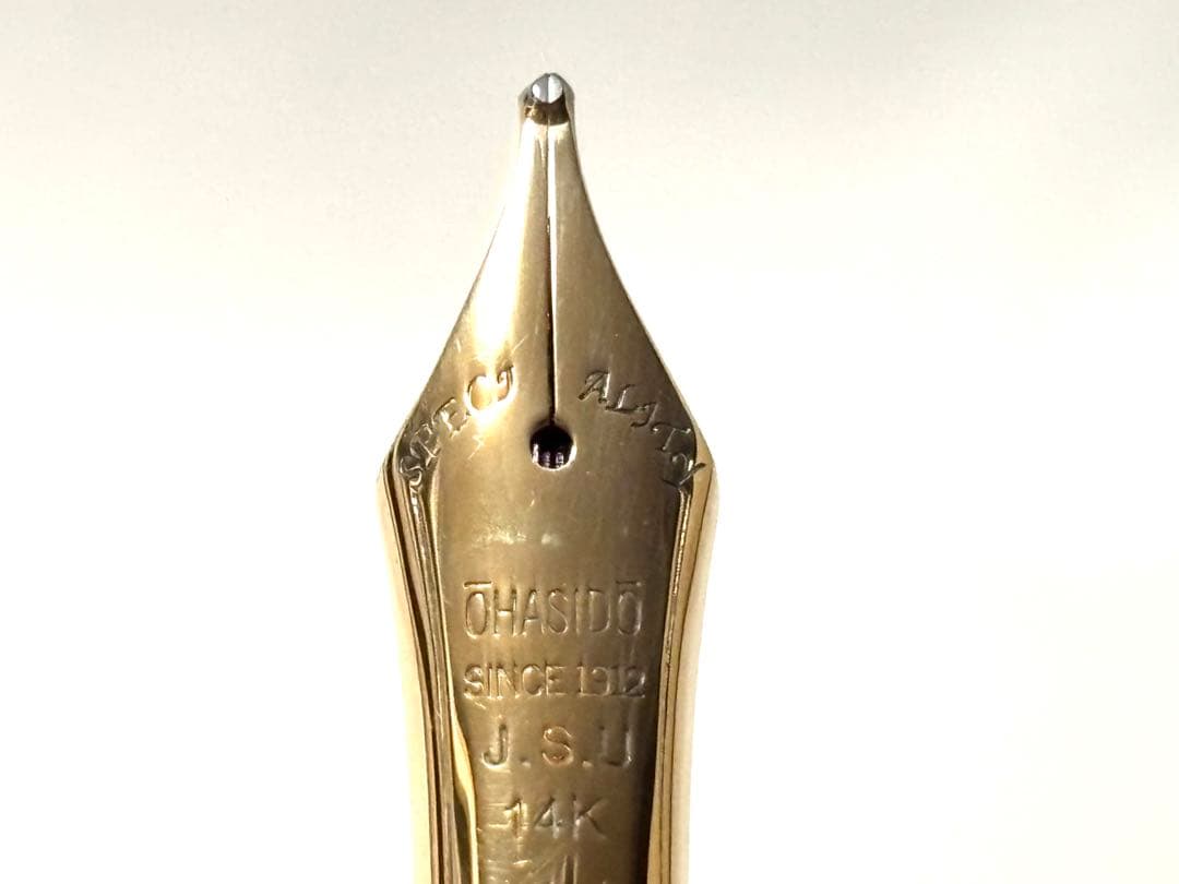 Ohashido 大橋堂 万年筆 胴軸リング K18 ペン先14K 美品