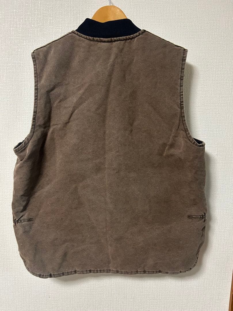 【carhartt】ダックベスト　CHT ブラウン　フェード 腰ゴム　USA