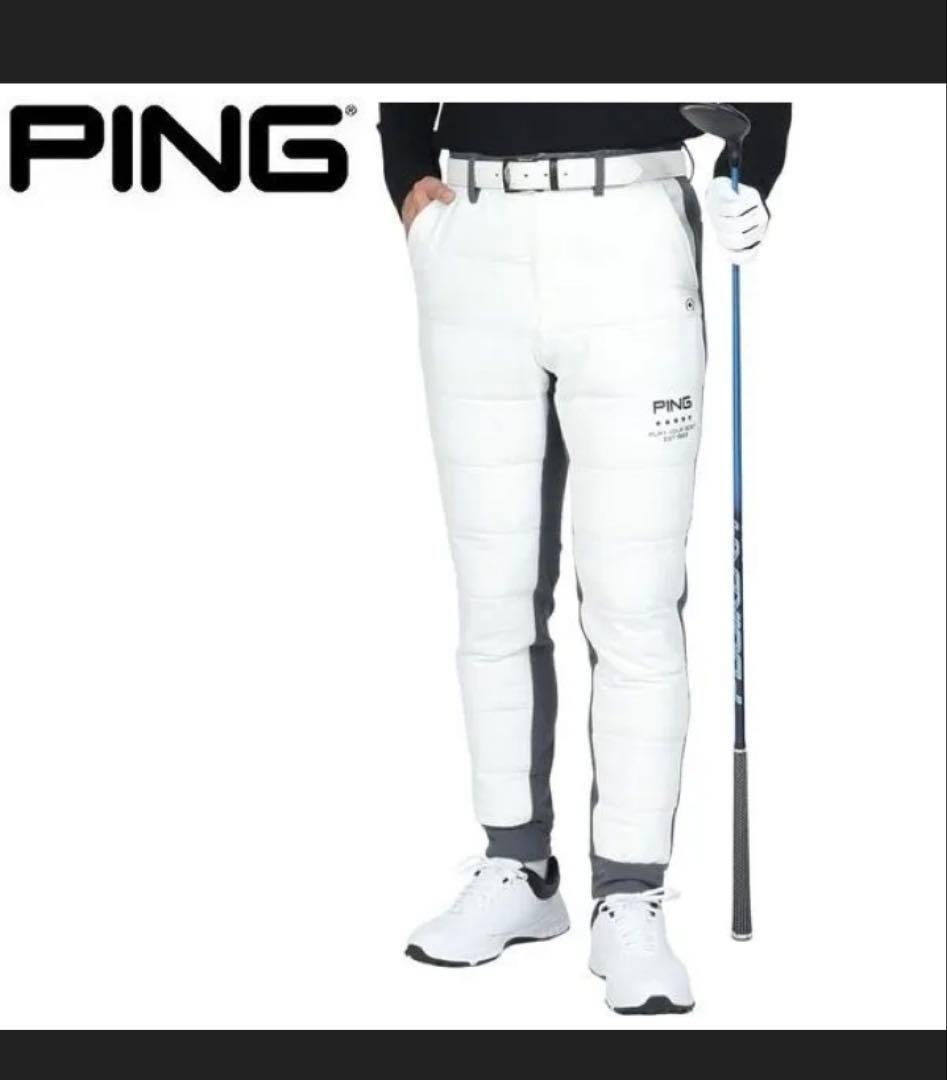 PING スリムフィット ゴルフパンツ ホワイト/グレー 新品未使用