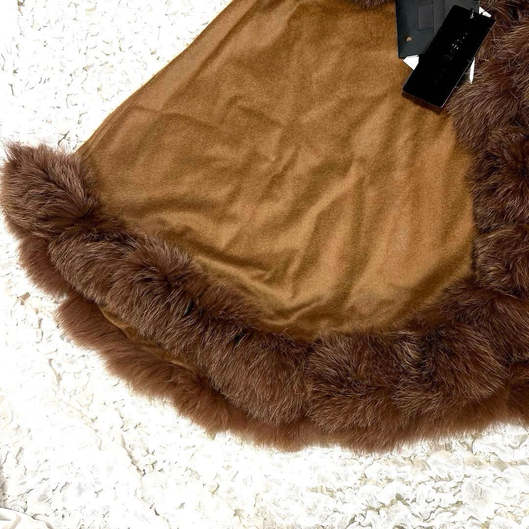 新品 マッサバルド カシミヤ100% ブルーフォックス ラビット ポンチョケープ