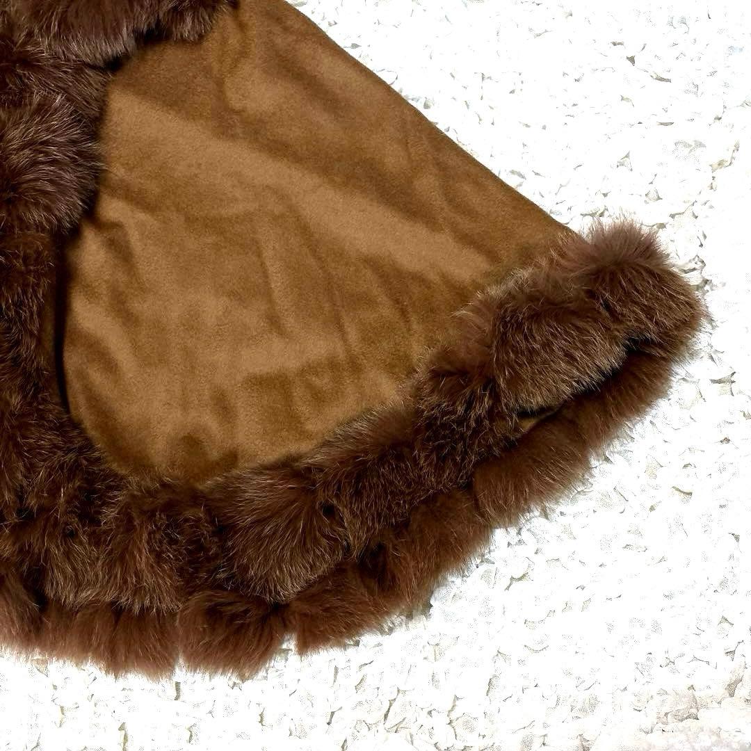 新品 マッサバルド カシミヤ100% ブルーフォックス ラビット ポンチョケープ