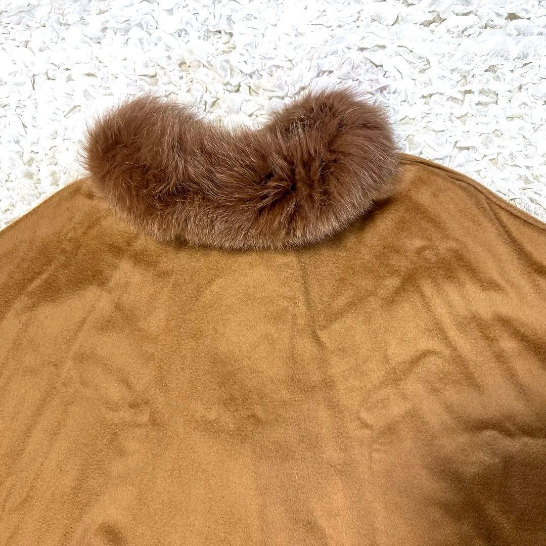新品 マッサバルド カシミヤ100% ブルーフォックス ラビット ポンチョケープ