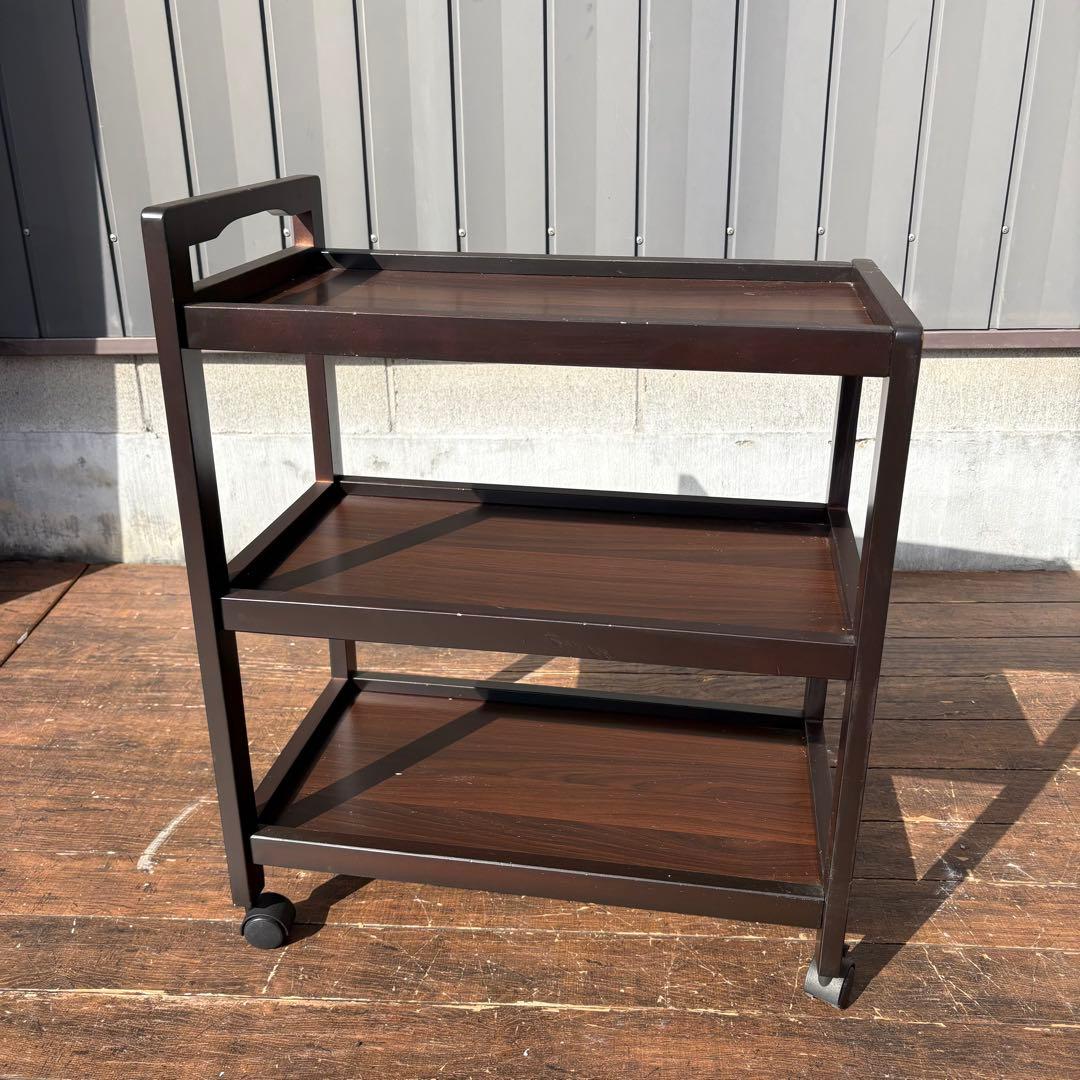 C4 北欧レトロ 木製キッチンワゴン キャスター付き キッチンカート ビンテージ