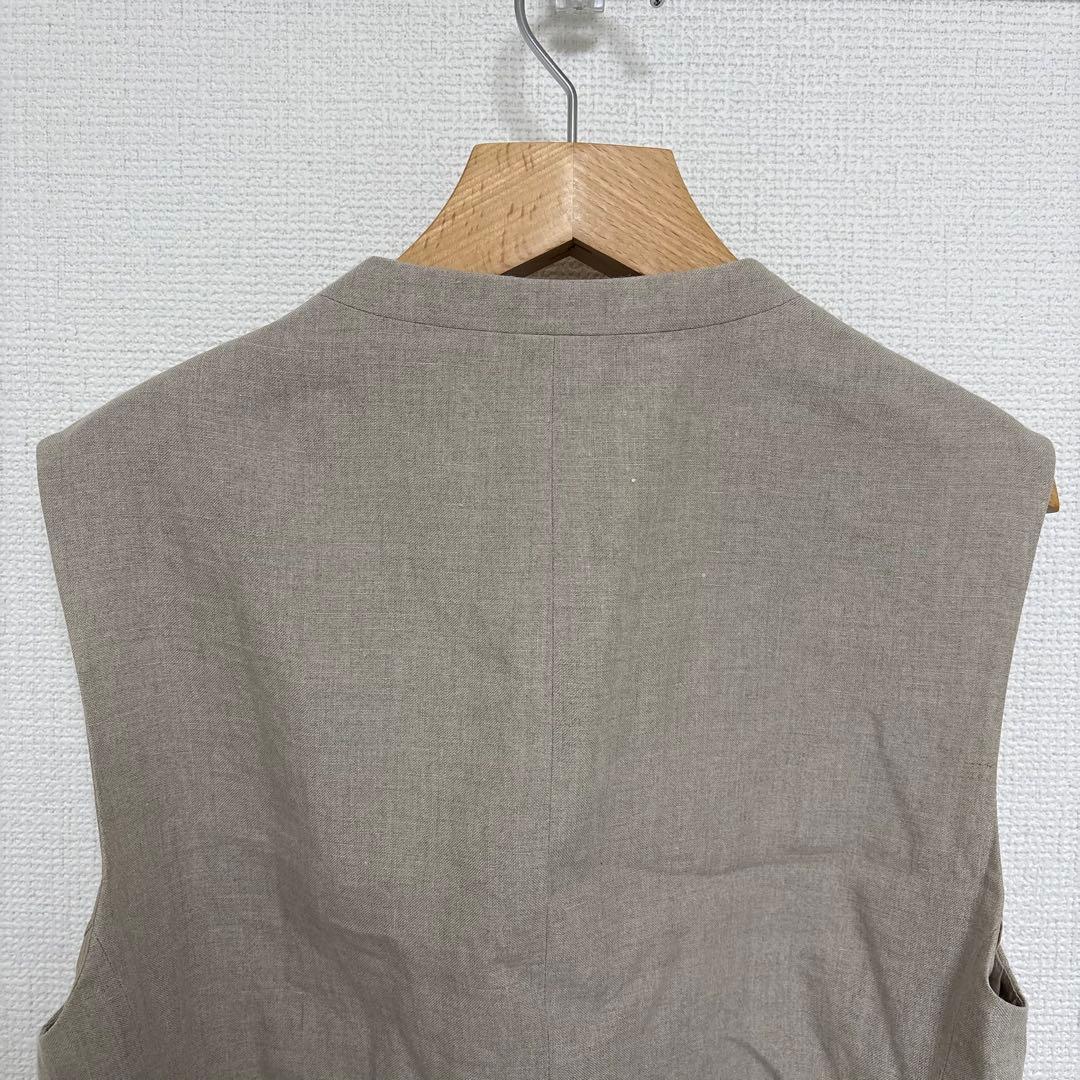 美品 HAUNT リネン100% ベスト 36 Ｓ生成り 麻 ジレ ナチュラル