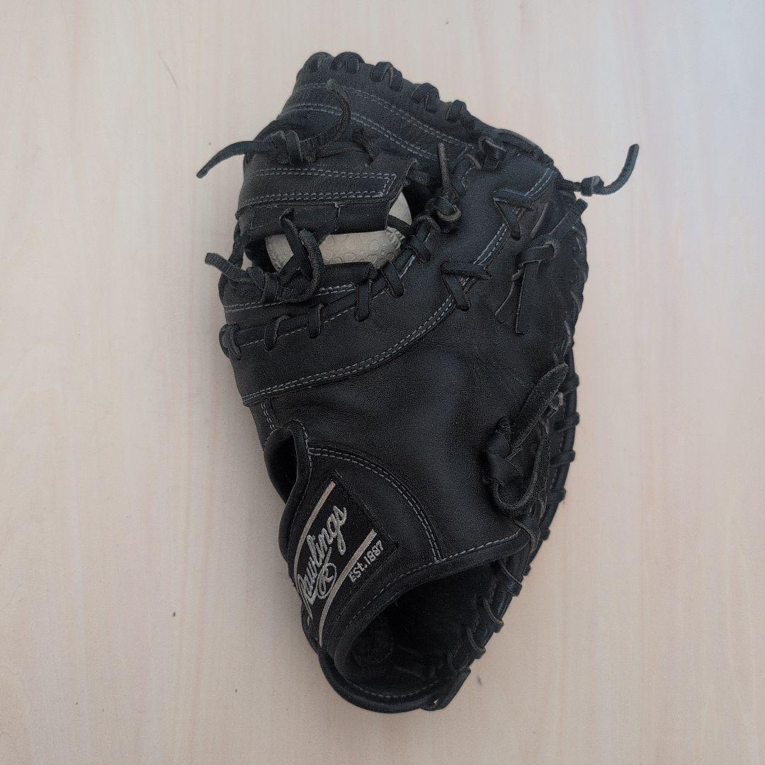 Rawlings 黒 軟式ミット ファースト用 本革