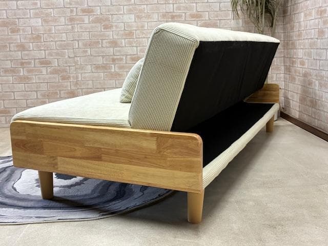 ソファーベッド　ソファ　コーデュロイ　ベージュ系　北欧風　新品