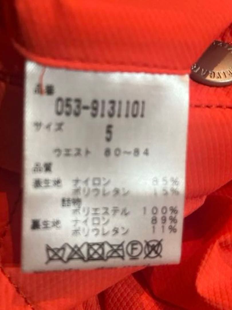パーリーゲイツ、中綿入りゴルフパンツ オレンジカラー、サイズ5