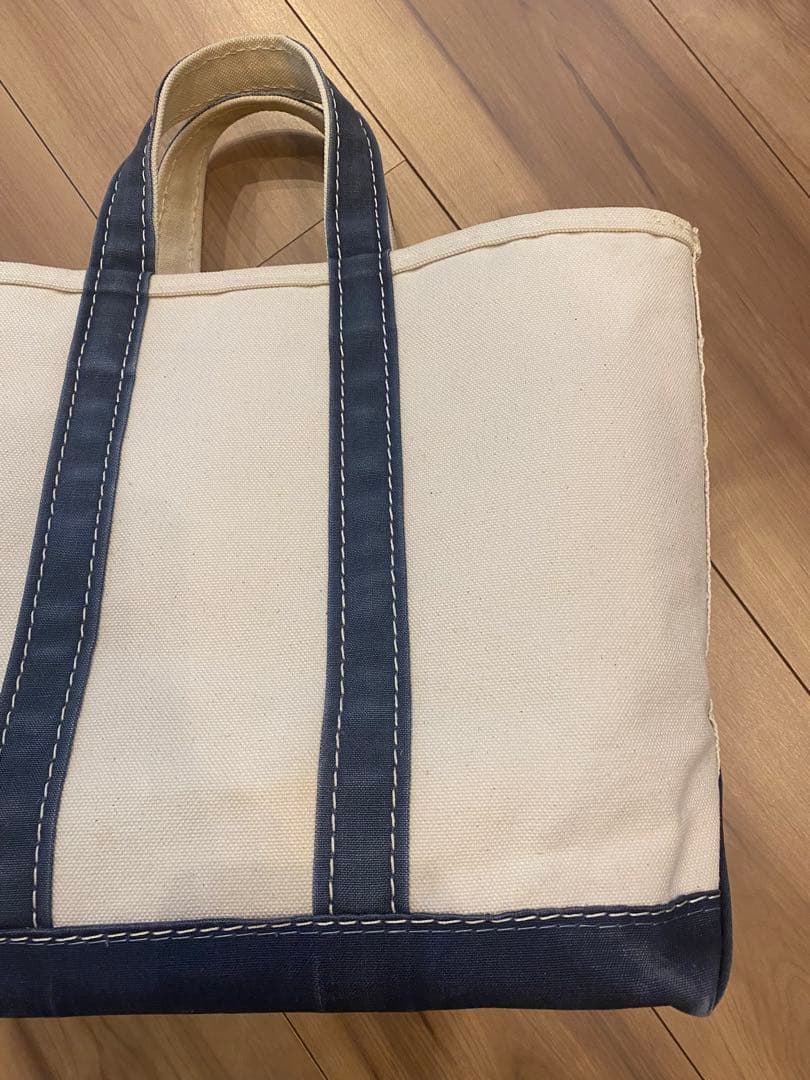 80s エルエルビーン　トートバッグ　2色ギザタグ　ネイビー　フェード　M