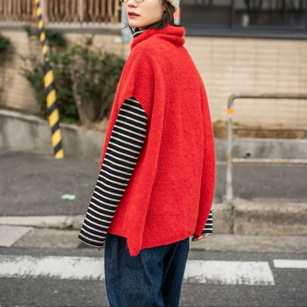 YARRA レッド ニットベスト フリーサイズ