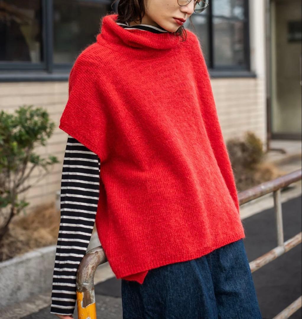 YARRA レッド ニットベスト フリーサイズ