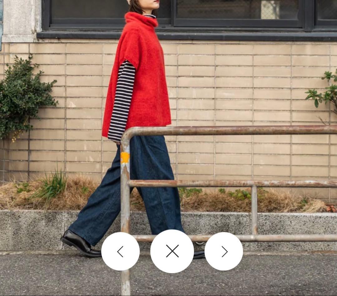 YARRA レッド ニットベスト フリーサイズ