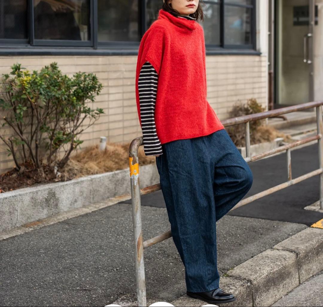 YARRA レッド ニットベスト フリーサイズ