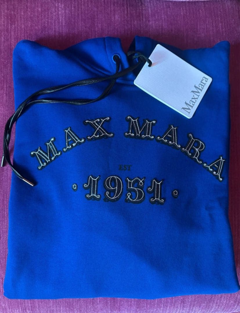 Max Mara ロング丈フーディ　パーカー　ブルー　XS オーバーサイズ