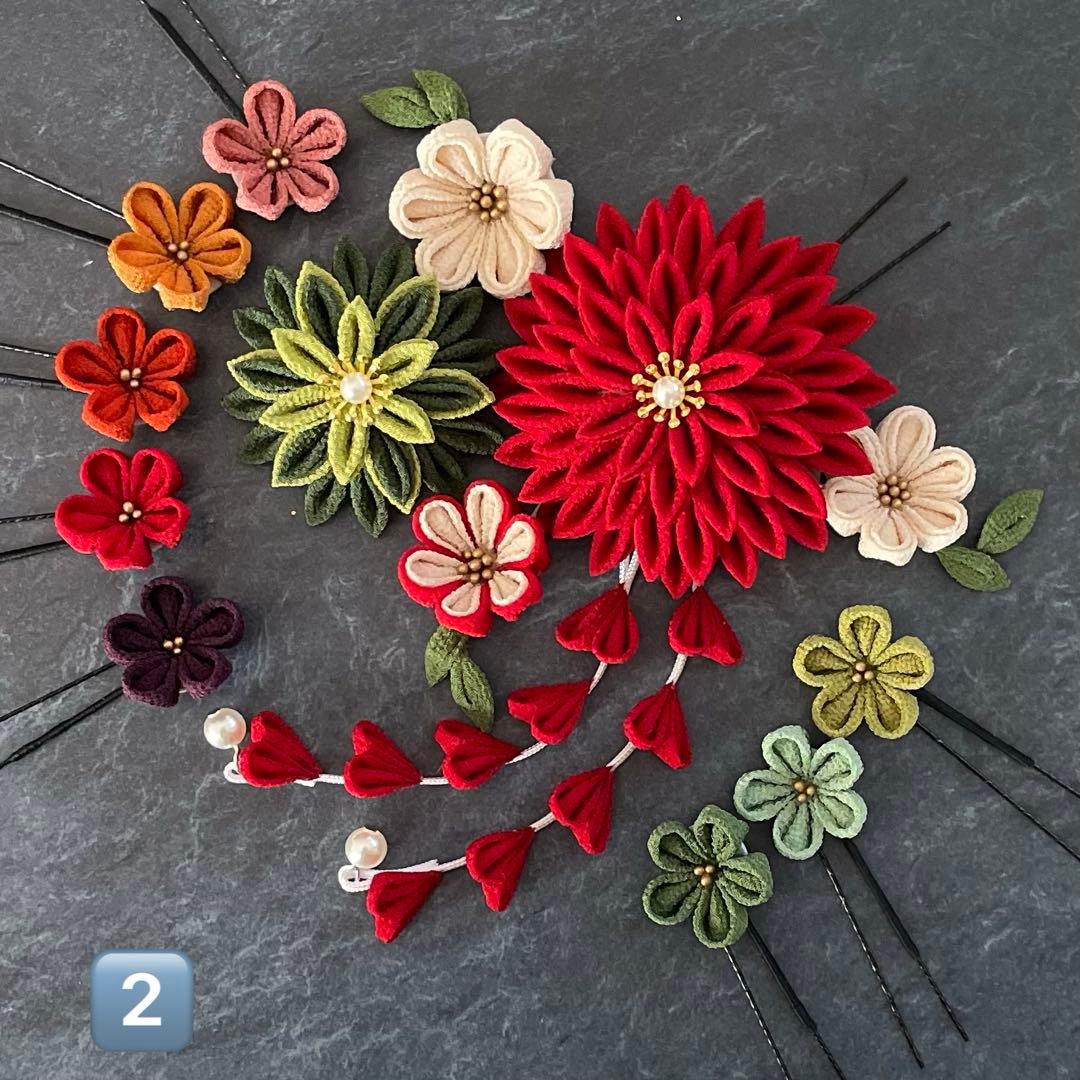 【otafuku様】つまみ細工　髪飾り✴︎愛花✴︎紅葉　成人式No.332再販10
