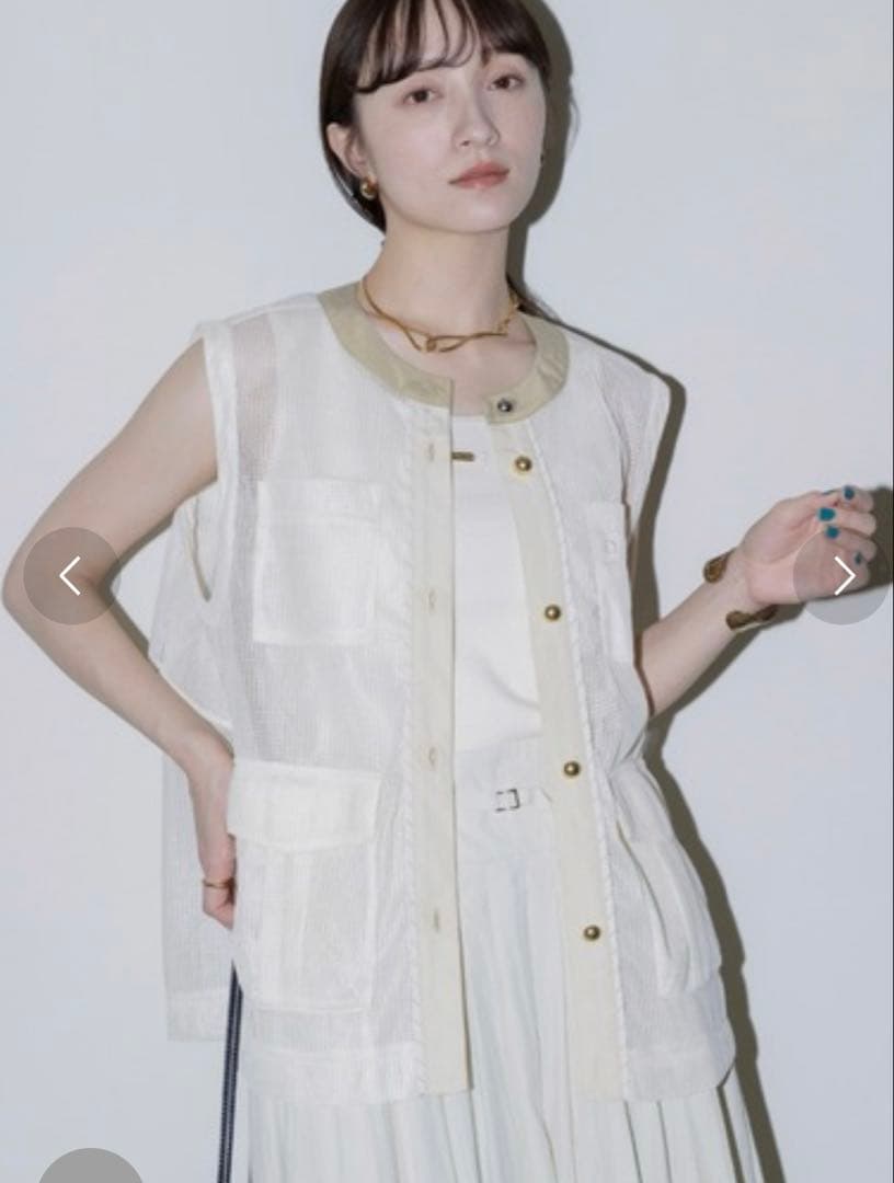 Eimee Law　バックフリル アウトポケットメッシュベスト