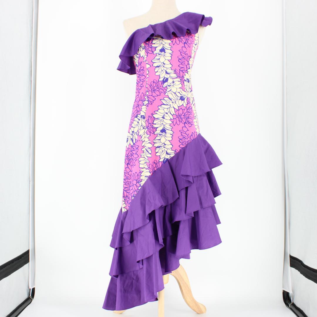 【美品 日本製 フラダンス衣装】パープル MermaidLine ワンピース