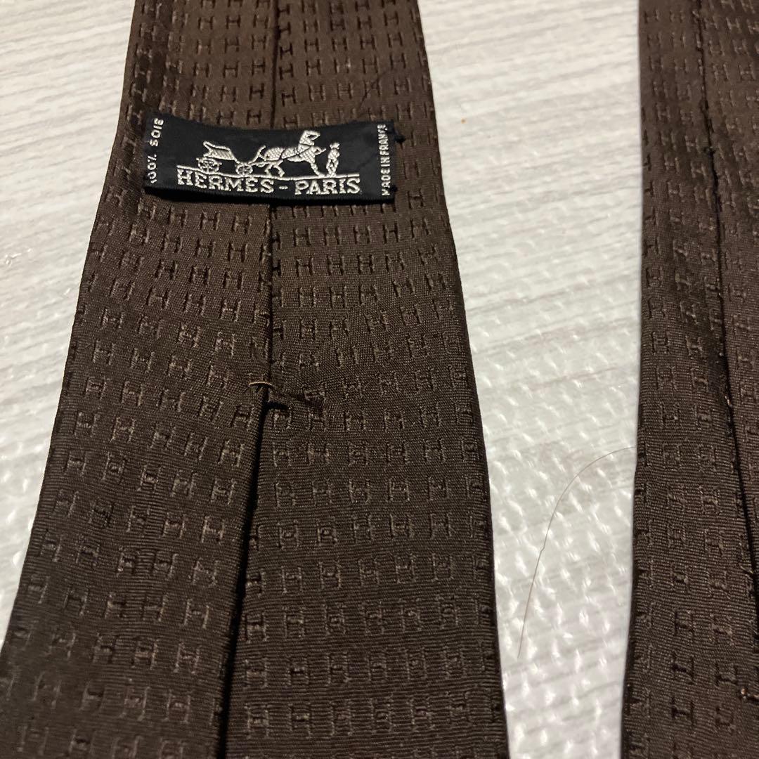 HERMES エルメス ネクタイ H柄 ジャガード ブラウン　ファソネ　結婚式