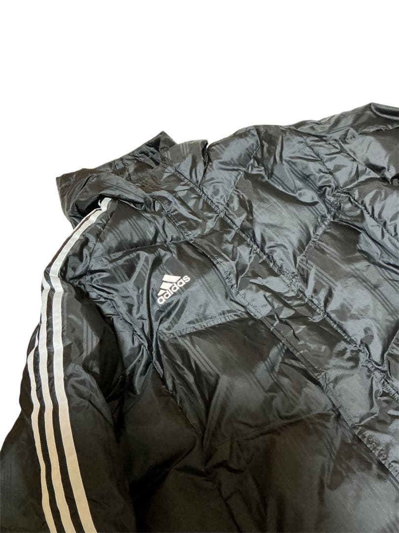 adidas アディダス ロング中綿コート　ベンチコート LL ブラックサッカー