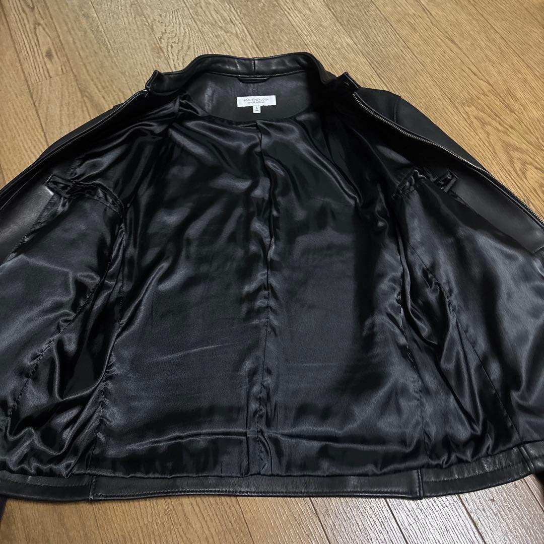 ユナイテッドアローズ レザー JK シングルライダース 羊革 ブラック L