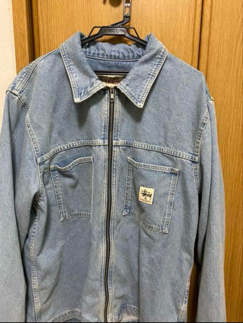 ジャケット・アウター stussy denim zip up work jacket L