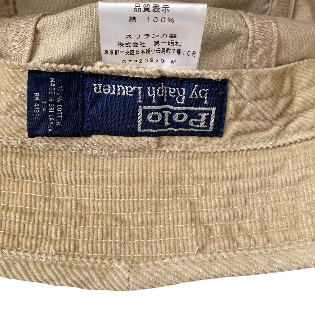 90s Polo ラルフローレン 細畝 コーデュロイ バケットハット ベージュ