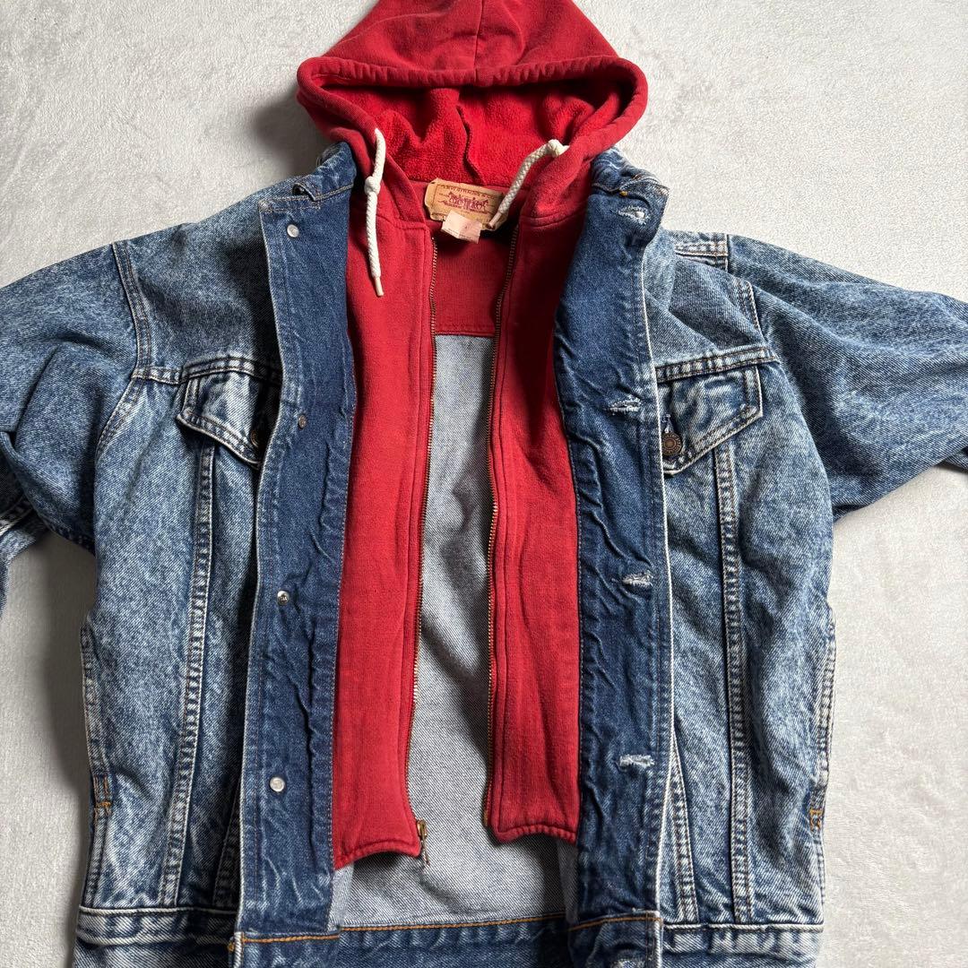 80s Levi's カナダ製　フード付きレイヤード　デニムジャケット