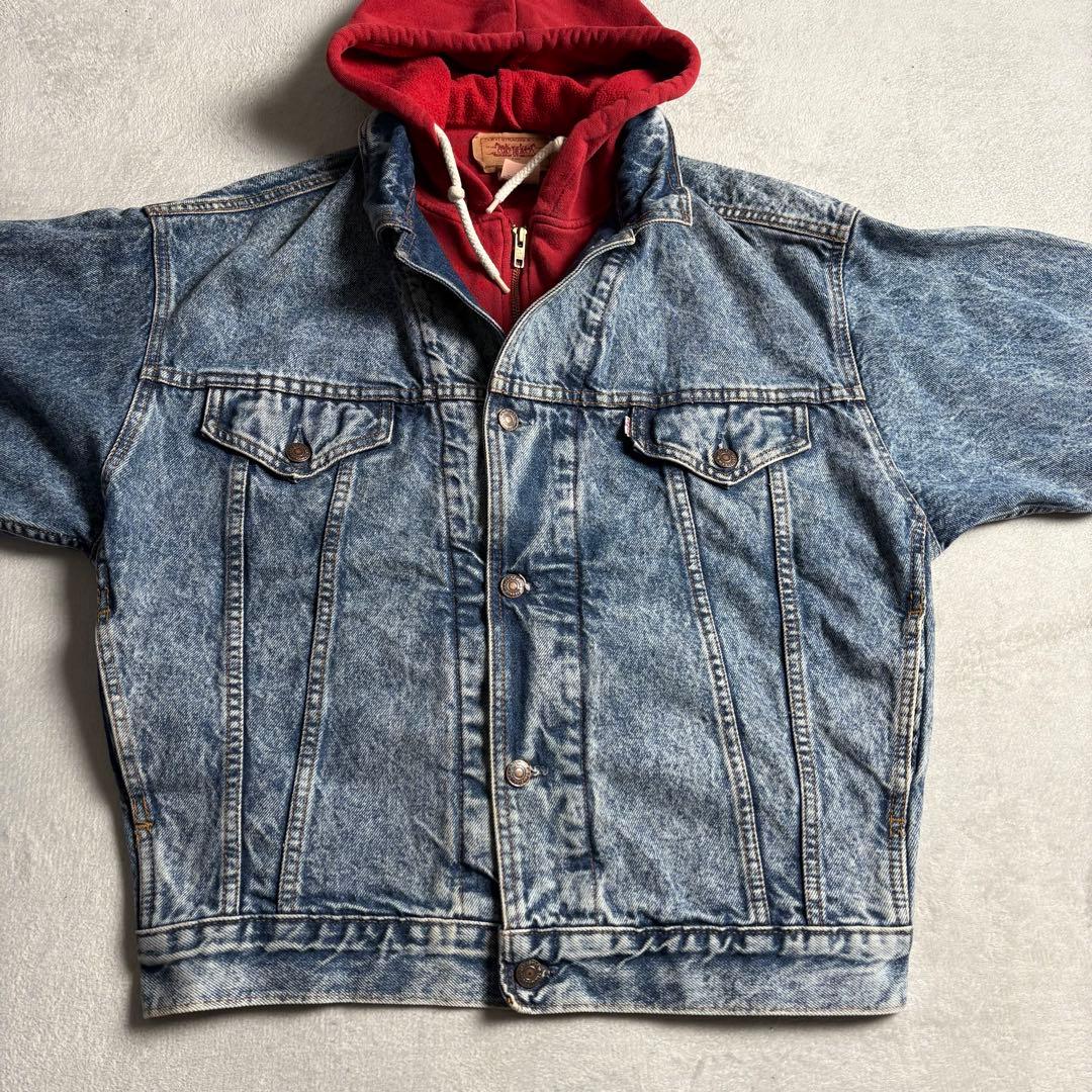 80s Levi's カナダ製　フード付きレイヤード　デニムジャケット