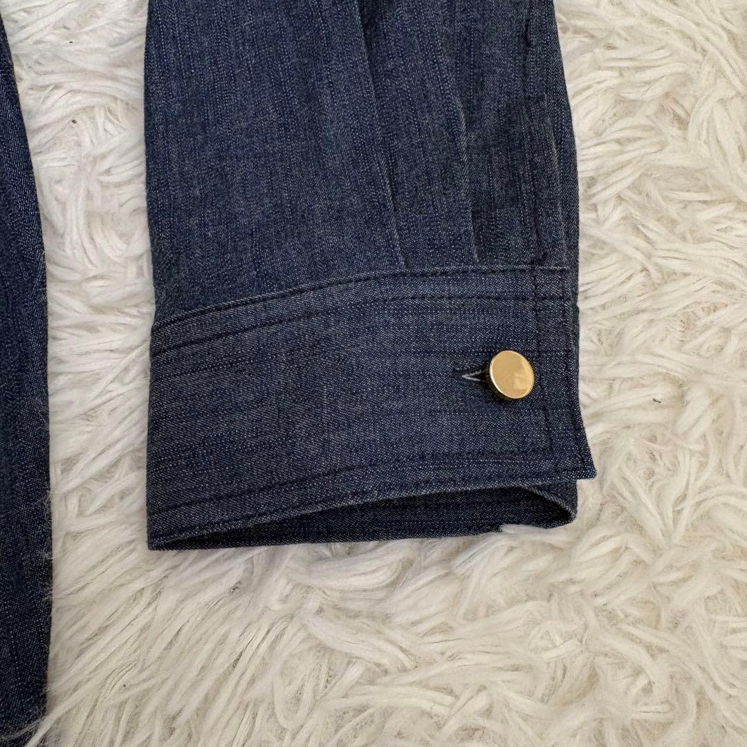 美品　ローズティアラ 金ボタン ベルト　デニム　ワンピース マキシ　42