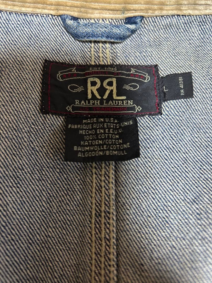RRL デニムジャケット コーデュロイ襟付き