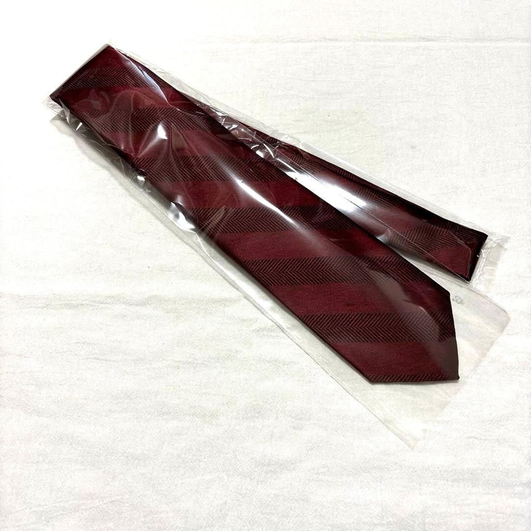 新品　FAIRFAX フェアファクス　ネクタイ　ボルドー　無地　ストライプ