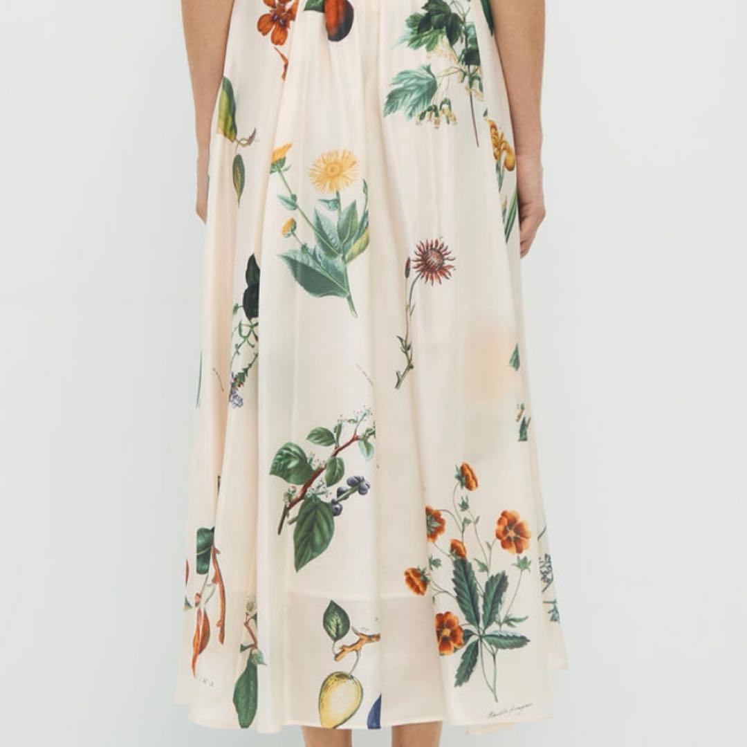美品✨CABaN BLOOMIN ART シルク 人気ボタニカル柄 ロング F