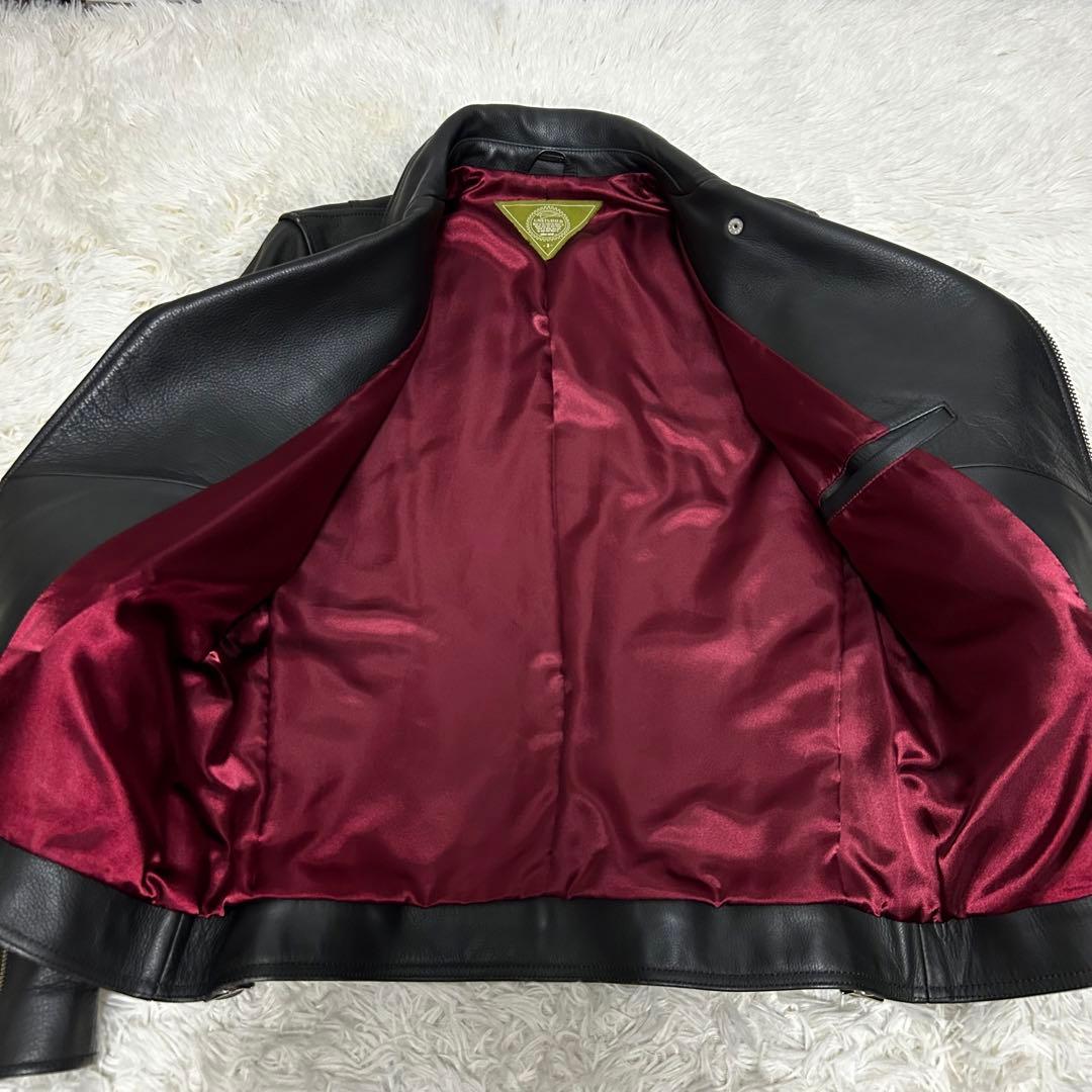 美品　UNSTUDIED ダブルレザージャケット　ブラック　牛革　3 L相当