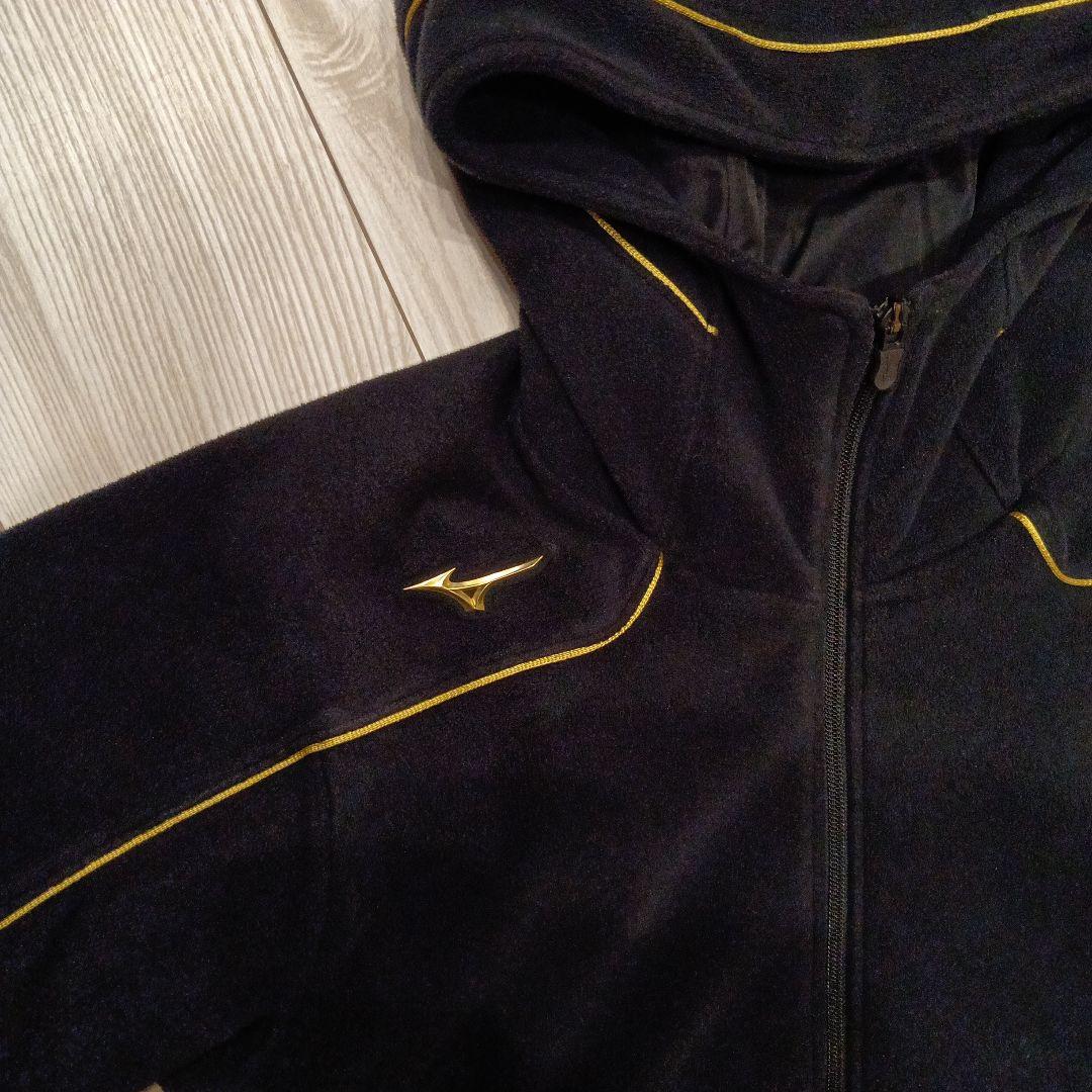 Mizuno Pro フリースジャケット　フード　野球　ブラック　ジャンバー S