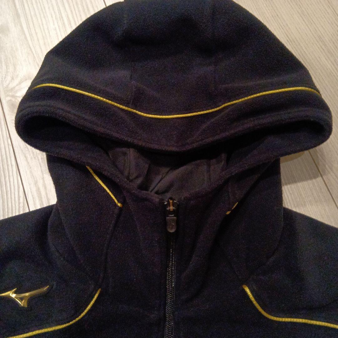 Mizuno Pro フリースジャケット　フード　野球　ブラック　ジャンバー S