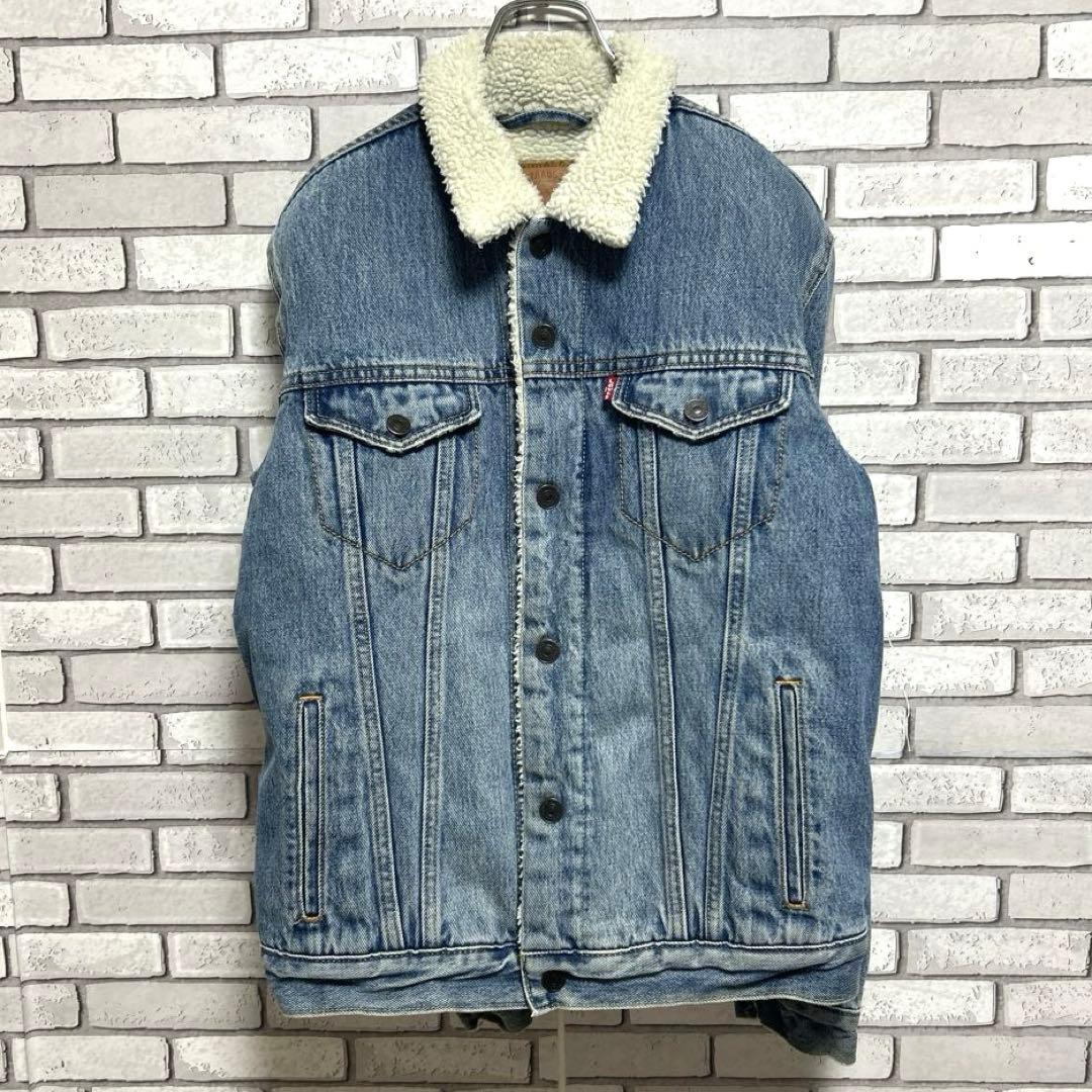 《美品》Levi's☆リーバイス デニムジャケット メンズ ボア裏地襟 M
