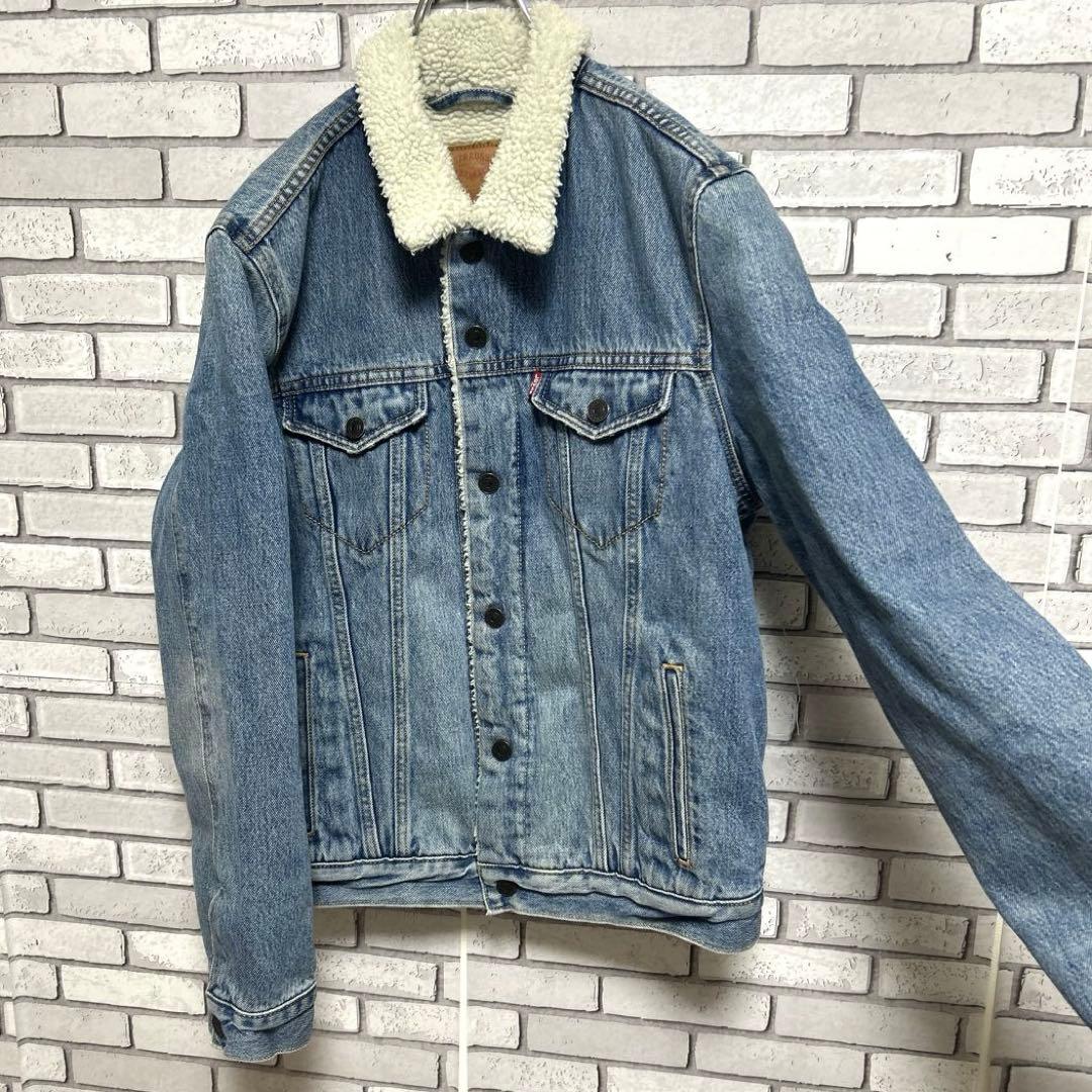 《美品》Levi's☆リーバイス デニムジャケット メンズ ボア裏地襟 M