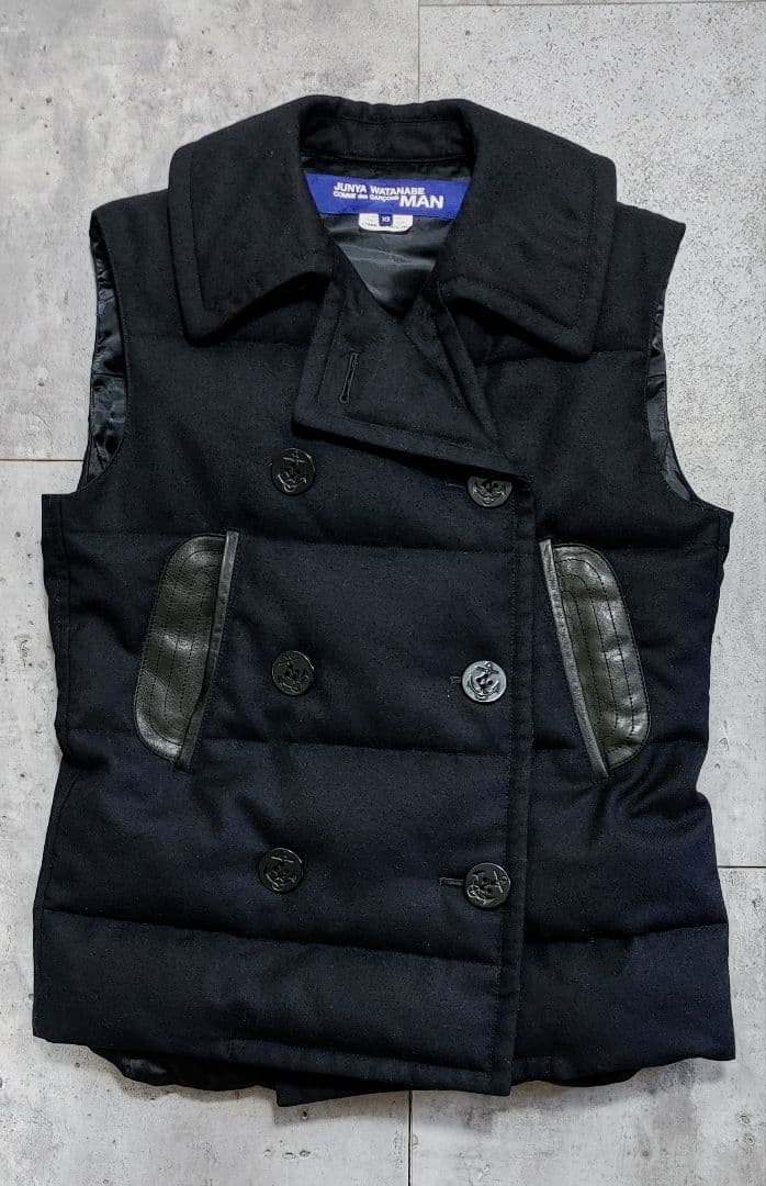 ジュンヤ コムデギャルソン junya レザー ダウンベスト PコートXS 名作