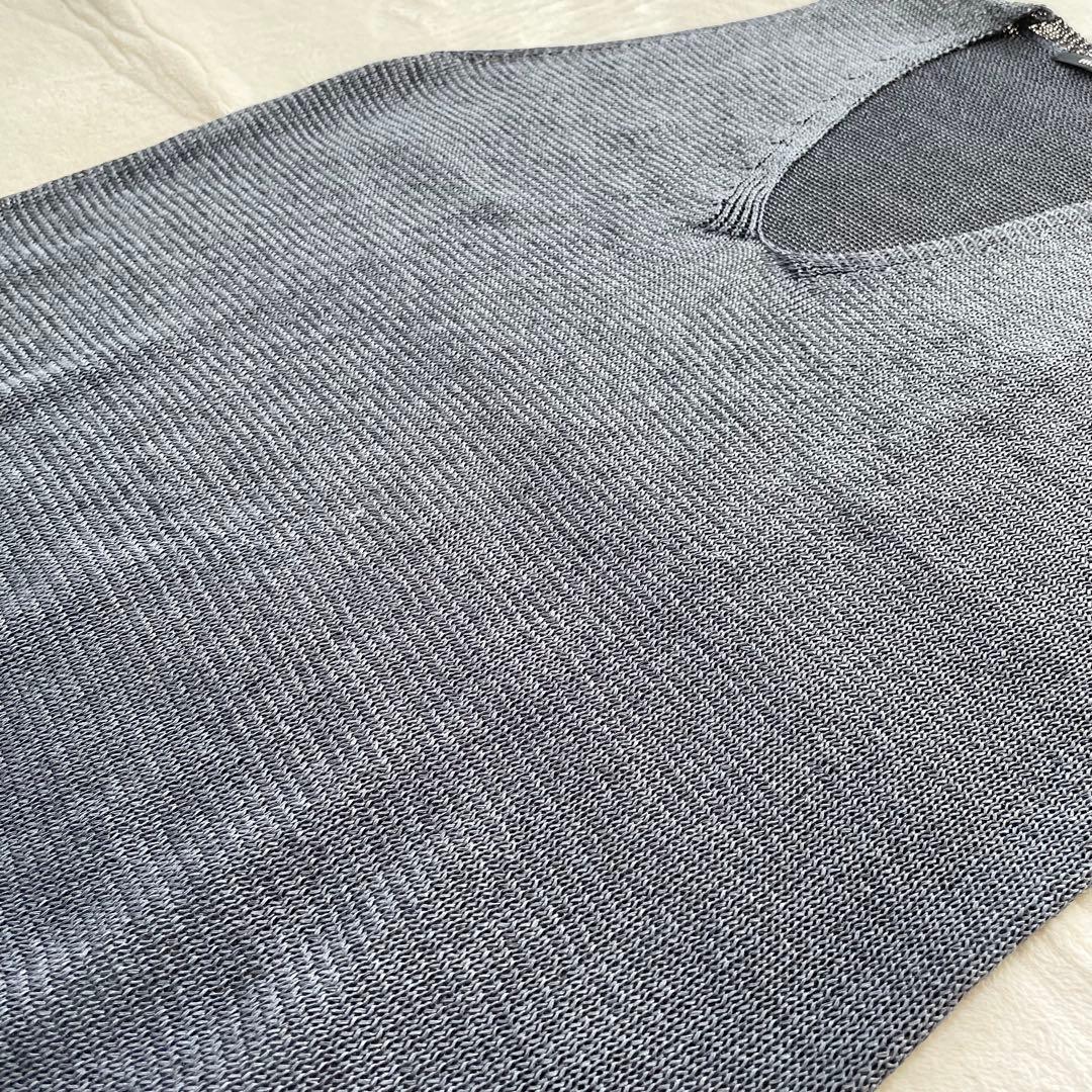【タグ付き・美品】ミズイロインド　ベスト　リネンライク　ワイド　テープヤーン