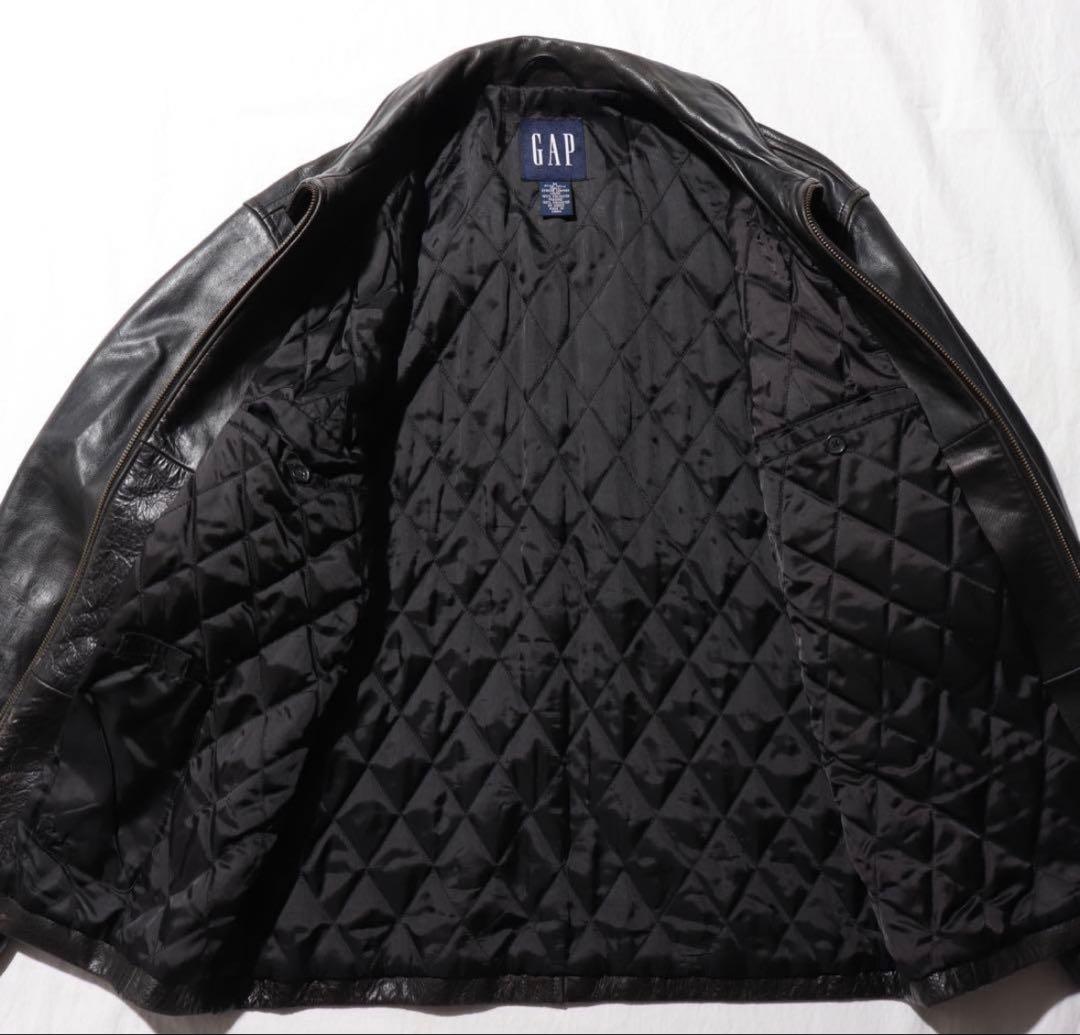 90s OLD GAP ブラック 本革 レザージャケット 黒