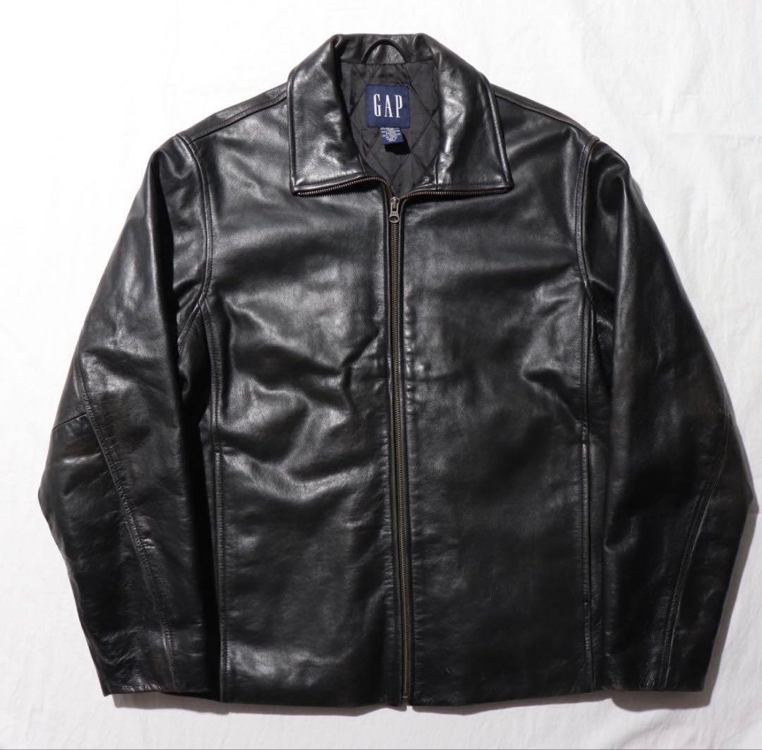 90s OLD GAP ブラック 本革 レザージャケット 黒