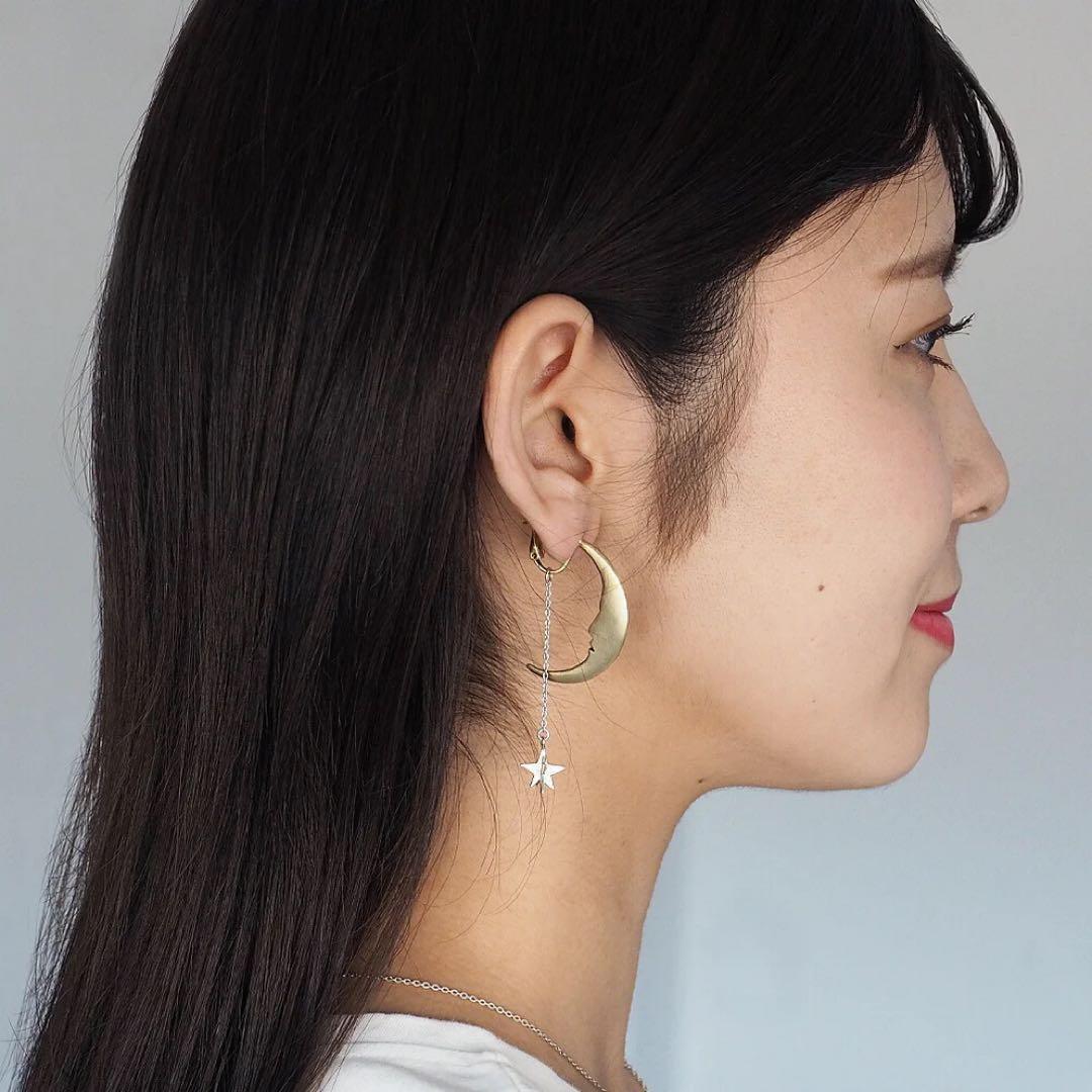 sasakihitomi(ササキヒトミ) 月と星のピアス