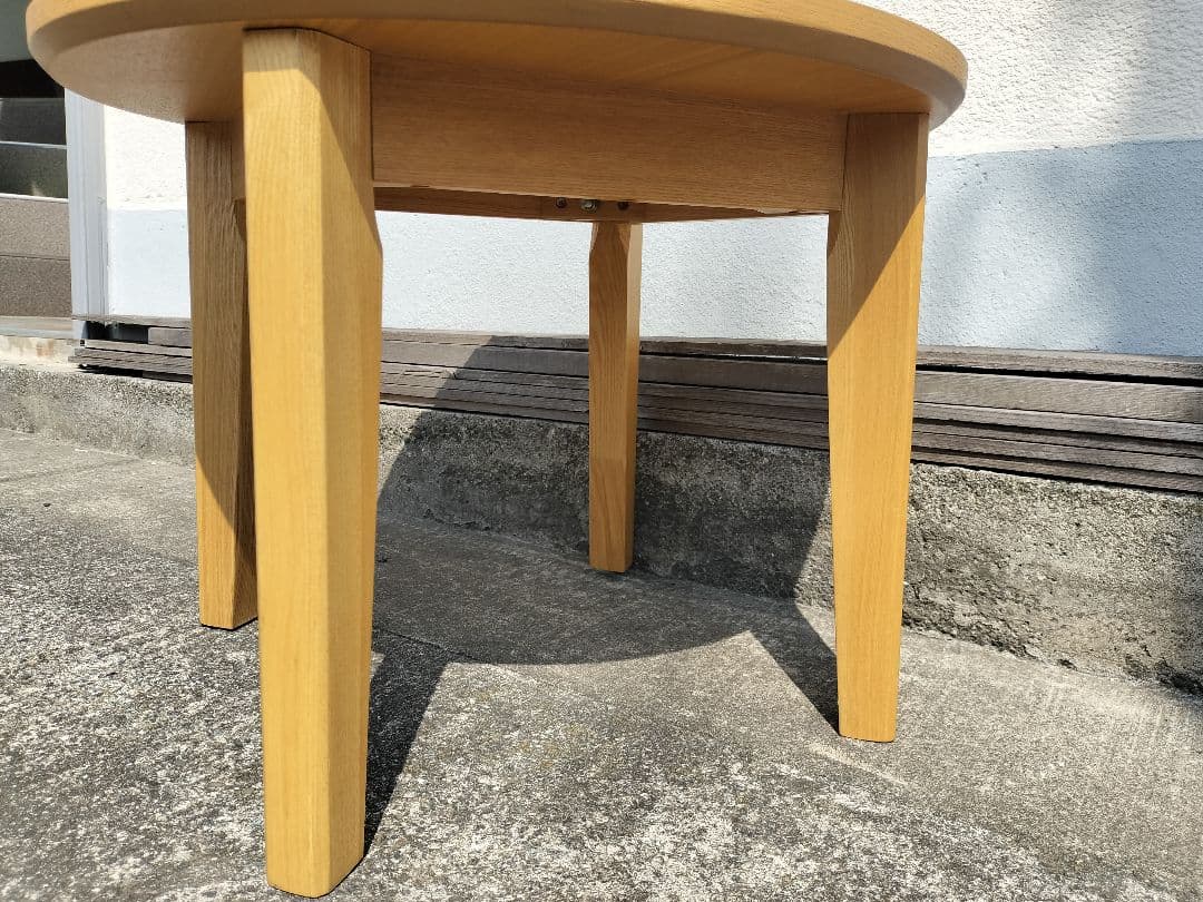 美品 ニトリ 木製 円形テーブル (アロウ600 LBR) タモ材 無垢材