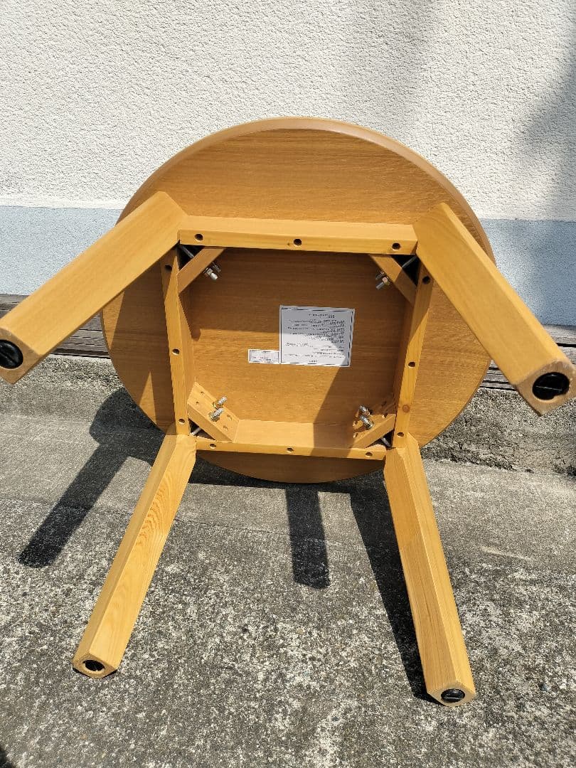 美品 ニトリ 木製 円形テーブル (アロウ600 LBR) タモ材 無垢材