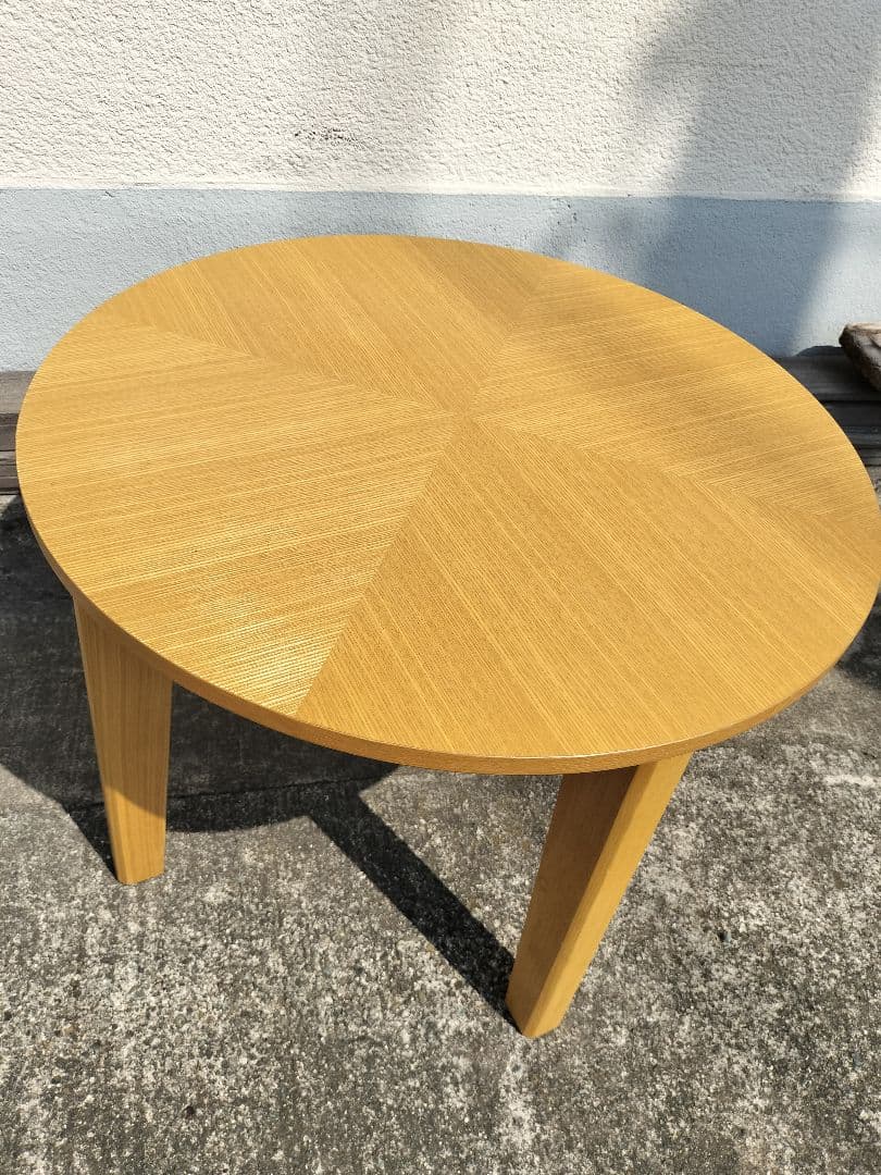 美品 ニトリ 木製 円形テーブル (アロウ600 LBR) タモ材 無垢材