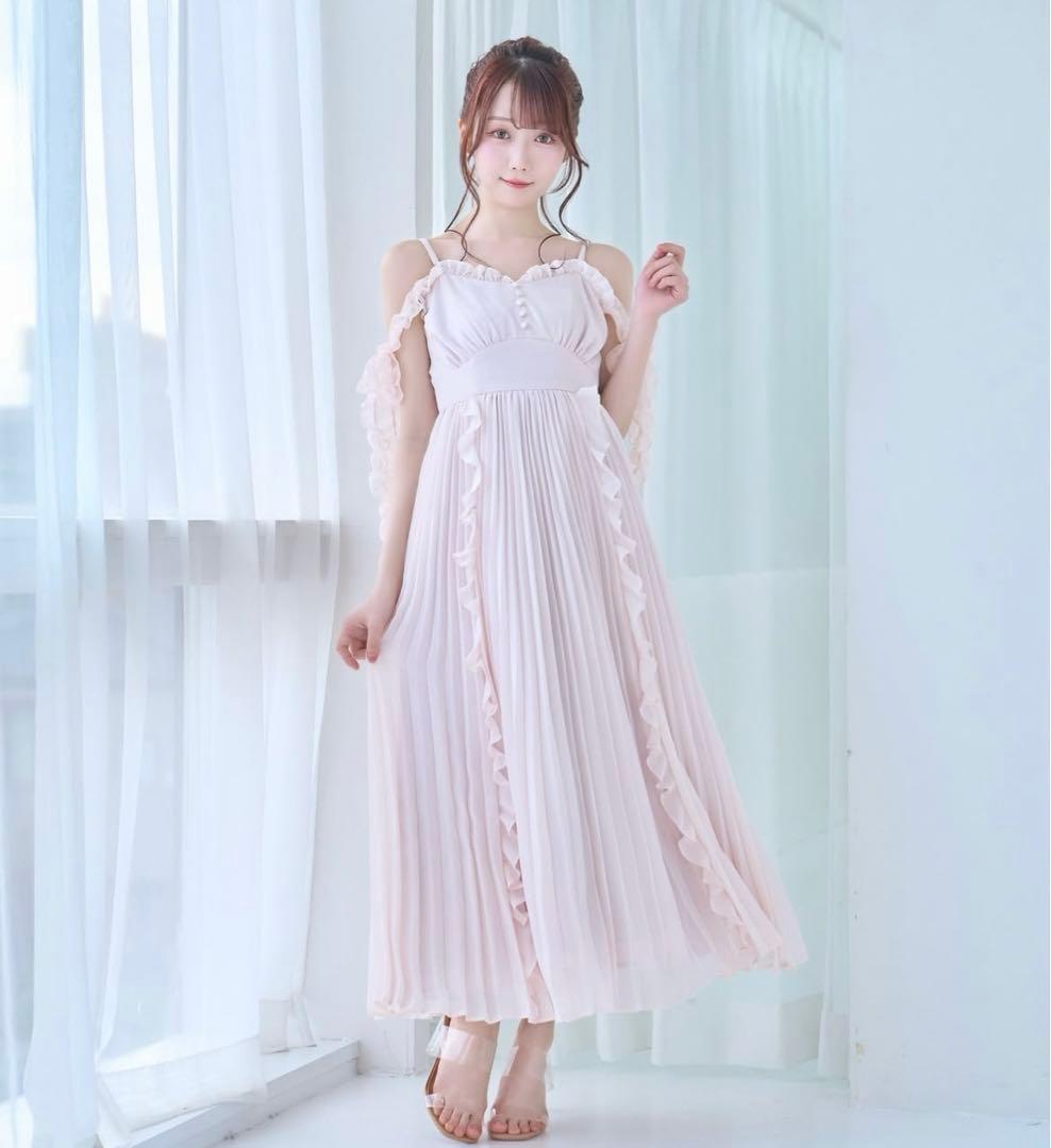 美品♡Rosé Muse frill pleats airy cami pink